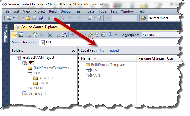 Team Explorer mapping the collection in Visual Studio