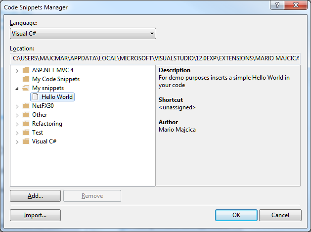 CodeSnippetManager